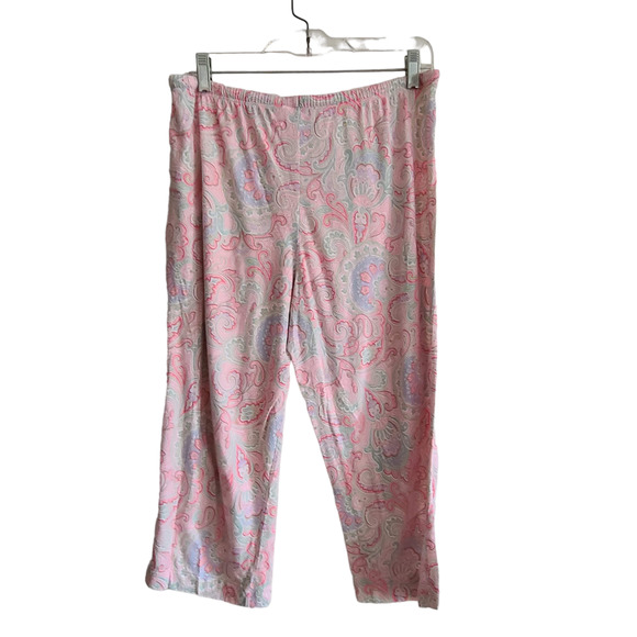 LRL  Pink Paisley Capri Length Cotton Blend Knit Pajama Set Women's Medium - Picture 8 of 15